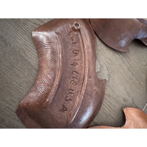 Cal Orig Wood Grain Look Pottery USA 618 Casserole Dish Bowl Set of 4 MCM - Picture 7 of 7